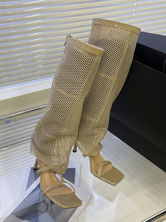 レディース ジッパー スティレットヒール グラディエーターサンダル サマーブーツ PUレザー