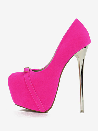 レディースセクシーハイヒール メタルディテール スティレットヒール マイクロスエードアッパーパンプス