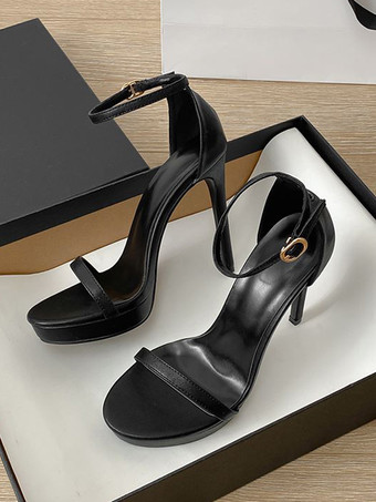 レディースヒールサンダル オープントゥサンダル スティレットヒール PUレザー