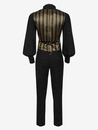 ブラック ヴィンテージ セット レトロ 長袖 ポリエステル ポリエステル繊維 パンツ レトロ コスチューム 男性用