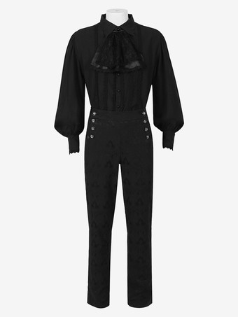 ブラック ヴィンテージ セット レトロ 長袖 ポリエステル ポリエステル繊維 パンツ レトロ コスチューム 男性用