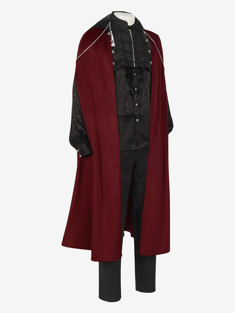 男性用レッド ヴィンテージ レトロ ポリエステル レトロコスチューム バーガンディ