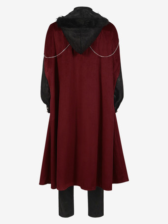 男性用レッド ヴィンテージ レトロ ポリエステル レトロコスチューム バーガンディ