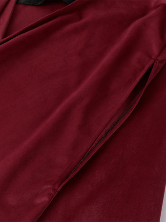 男性用レッド ヴィンテージ レトロ ポリエステル レトロコスチューム バーガンディ