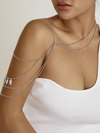 ボディチェーン レイヤードフェザーペンダント セクシーなサマーショルダーチェーン