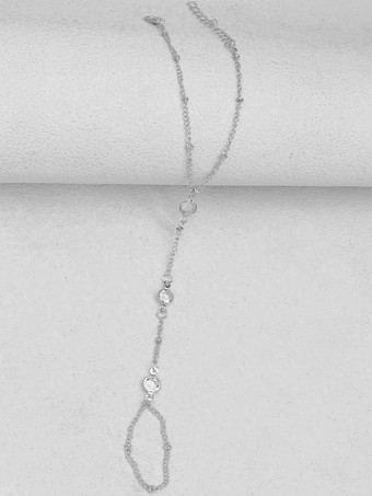 シルバー ブレスレット ラインストーン 小さなビーズのディテール シックでトレンドのブレスレット