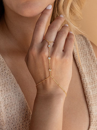 ゴールド ブレスレット ラインストーン 小さなビーズのディテール シックでトレンドのブレスレット