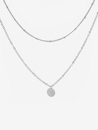 シルバー ネックレス レイヤードリング ビーズディテール シックなレディースネックレス