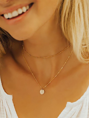 ネックレス レイヤードリング ビーズディテール シックなレディースネックレス