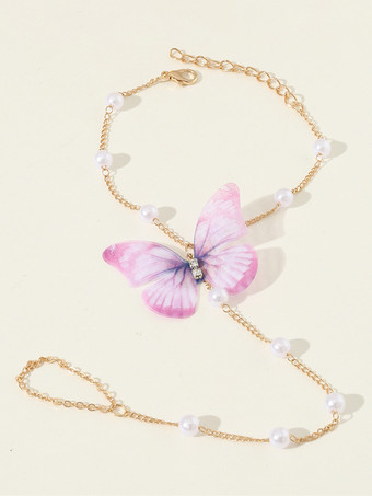 Cavigliera Farfalla Romantica Perla Dolce Chic Ragazze Donne Cavigliera Braccialetto