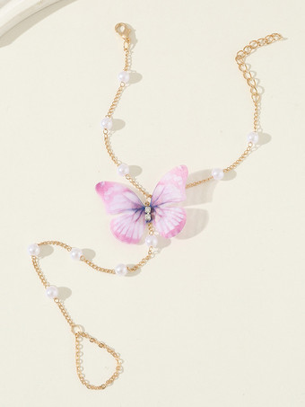 Cavigliera Farfalla Romantica Perla Dolce Chic Ragazze Donne Cavigliera Braccialetto