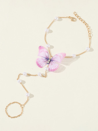 Cavigliera Farfalla Romantica Perla Dolce Chic Ragazze Donne Cavigliera Braccialetto