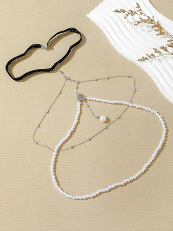 ボディチェーン レイヤードビーズパールペンダント ビキニ レッグチェーン