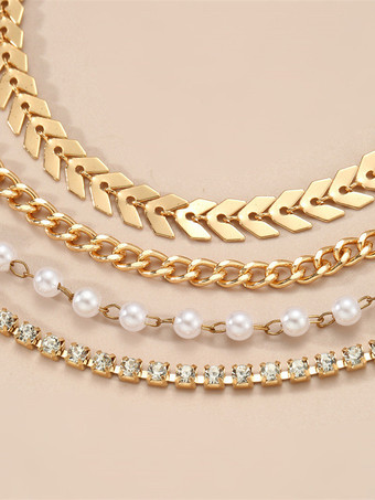 ブレスレット ラインストーン パール シークエンス アロー 4個 ビーズレット