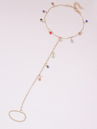 アンクレット カラフルなラインストーンペンダント ロマンチックなアンクルブレスレット