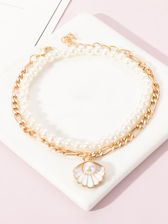 アンクレット カラフルなビーズ シェル パール レイヤード ビーチ アンクル ブレスレット