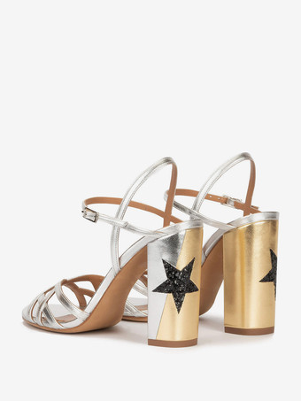 Sandali neri con tacco alto Sandali eleganti con tacco incrociato incrociato e punta aperta