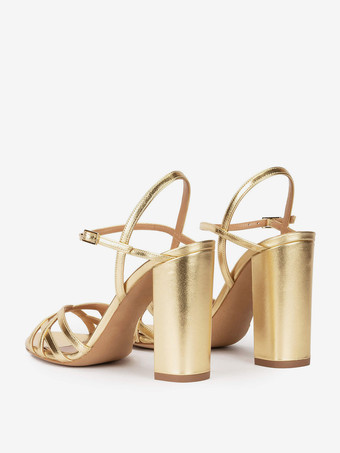 Sandali neri con tacco alto Sandali eleganti con tacco incrociato incrociato e punta aperta