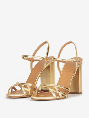 Oro Sandali neri con tacco alto Sandali eleganti con tacco incrociato incrociato e punta aperta