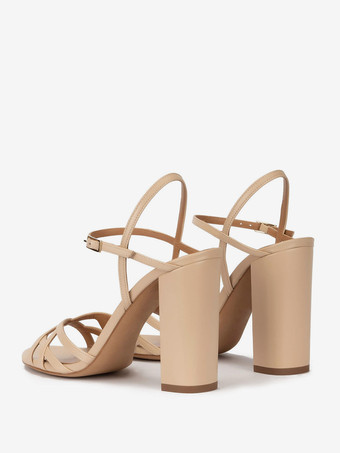 Sandali neri con tacco alto Sandali eleganti con tacco incrociato incrociato e punta aperta