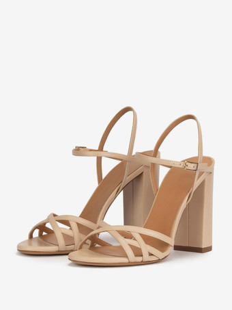 NudoSandali neri con tacco alto Sandali eleganti con tacco incrociato incrociato e punta aperta