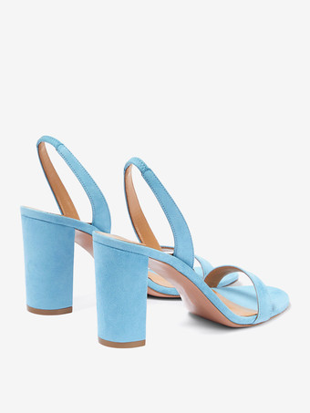 ブルースエードハイヒールサンダルオープントゥスリングバックプロムシューズ