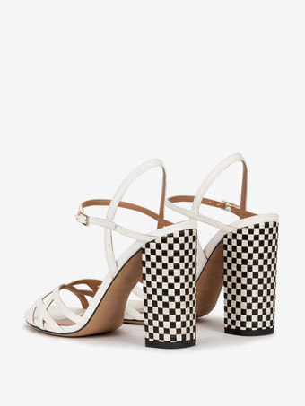 Sandali neri con tacco alto Sandali eleganti con tacco incrociato incrociato e punta aperta