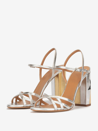 Argento Sandali neri con tacco alto Sandali eleganti con tacco incrociato incrociato e punta aperta