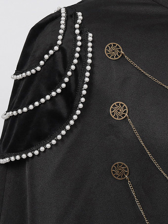 男性用ブラック ヴィンテージ ウエスタン ポリエステル ノースリーブ レトロ コスチューム