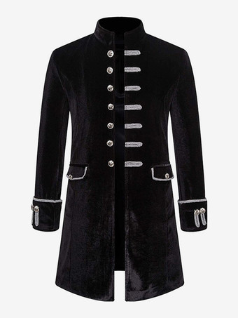 ブラック レッド ヴィンテージ トップ ヴィンテージ ポリエステル ジャカード 長袖 男性用レトロコスチューム バーガンディ