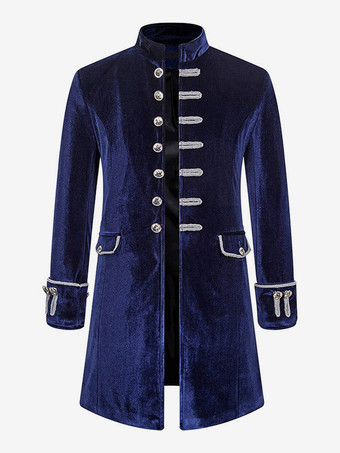 ブルー レッド ヴィンテージ トップ ヴィンテージ ポリエステル ジャカード 長袖 男性用レトロコスチューム バーガンディ