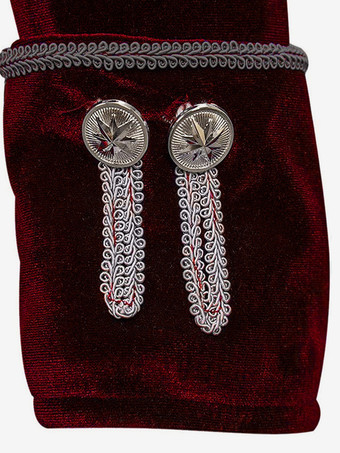 レッド ヴィンテージ トップ ヴィンテージ ポリエステル ジャカード 長袖 男性用レトロコスチューム バーガンディ