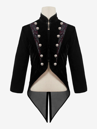黒 ヴィンテージ トップス パンク 長袖 ベロア ベロア服 男性用 レトロ コスチューム