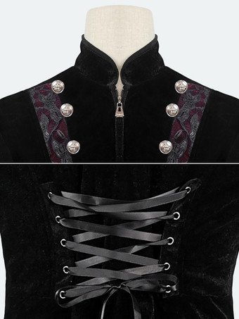 黒 ヴィンテージ トップス パンク 長袖 ベロア ベロア服 男性用 レトロ コスチューム