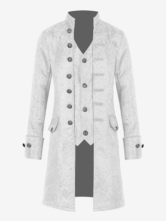 ホワイト ブラック ヴィンテージ ヴィンテージ ジャカード 長袖 ポリエステル ポリエステル繊維 服 男性用 レトロ コスチューム