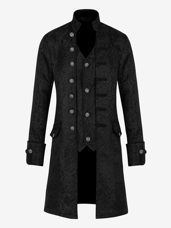 ブラック ヴィンテージ ヴィンテージ ジャカード 長袖 ポリエステル ポリエステル繊維 服 男性用 レトロ コスチューム