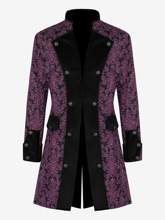 パープル イエロー ヴィンテージ ウエスタン ジャカード 長袖 ポリエステル ポリエステル繊維 服 レトロ コスチューム 男性用