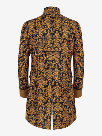 イエロー ヴィンテージ ウエスタン ジャカード 長袖 ポリエステル ポリエステル繊維 服 レトロ コスチューム 男性用