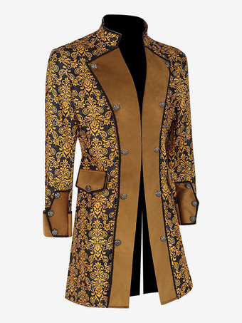 イエロー ヴィンテージ ウエスタン ジャカード 長袖 ポリエステル ポリエステル繊維 服 レトロ コスチューム 男性用