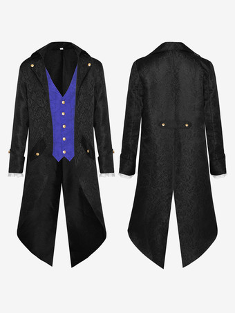 ブルー バーガンディ ヴィンテージ ウエスタン ポリエステル ジャカード 長袖 レトロ 男性用コスチューム