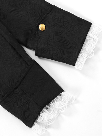 バーガンディ ヴィンテージ ウエスタン ポリエステル ジャカード 長袖 レトロ 男性用コスチューム