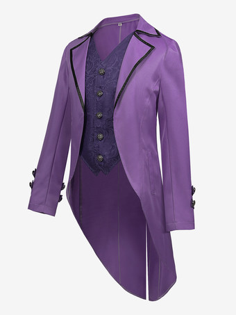 Costumi retrò per uomo a maniche lunghe jacquard in poliestere vintage punk viola