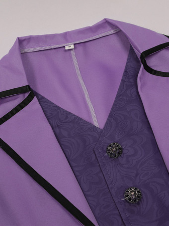Costumi retrò per uomo a maniche lunghe jacquard in poliestere vintage punk viola