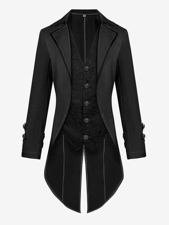 Nero Costumi retrò per uomo a maniche lunghe jacquard in poliestere vintage punk viola