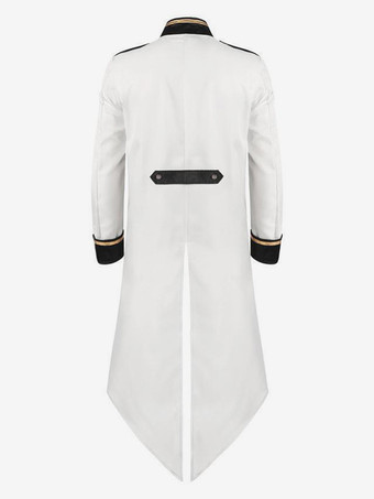 ホワイト ヴィンテージ トップ パンク ジャカード 長袖 ライクラ スパンデックス 服 男性用 レトロ コスチューム