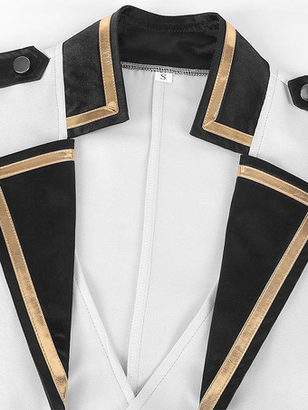 ホワイト ヴィンテージ トップ パンク ジャカード 長袖 ライクラ スパンデックス 服 男性用 レトロ コスチューム