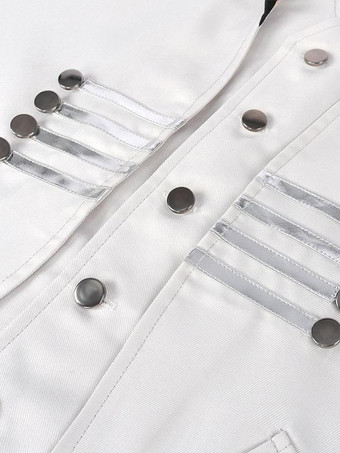 ホワイト ヴィンテージ トップ パンク ジャカード 長袖 ライクラ スパンデックス 服 男性用 レトロ コスチューム