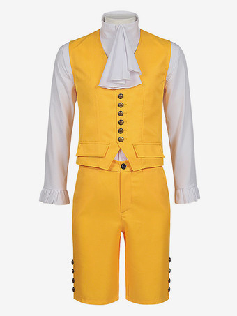 オレンジ ヴィンテージ セット ウエスタン 長袖 ポリエステル ポリエステル繊維 ベスト レトロ コスチューム 男性用