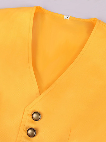 オレンジ ヴィンテージ セット ウエスタン 長袖 ポリエステル ポリエステル繊維 ベスト レトロ コスチューム 男性用