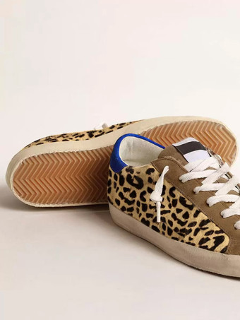 ブルーホースヘアスニーカー ラウンドトゥ レースアップ スケートスニーカー